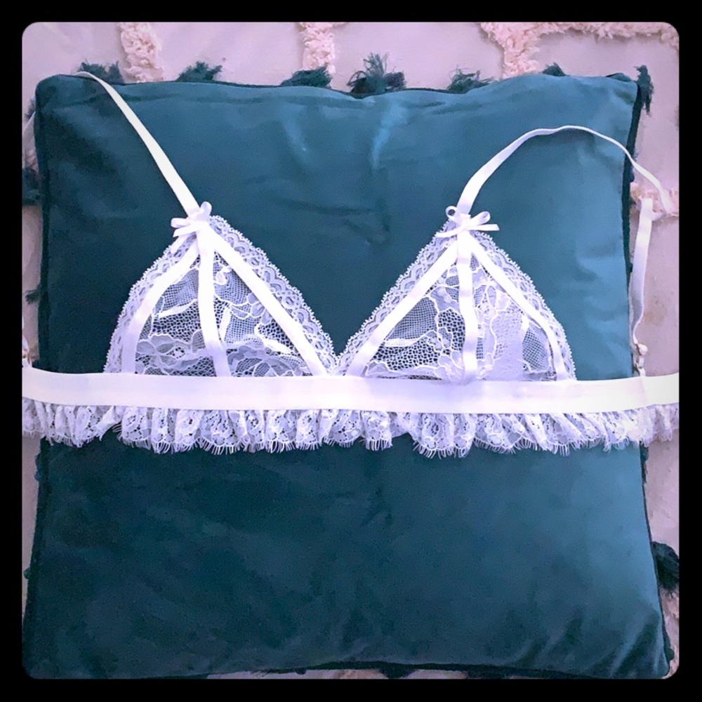 ASOS NWOT no wire white lace triangle bra